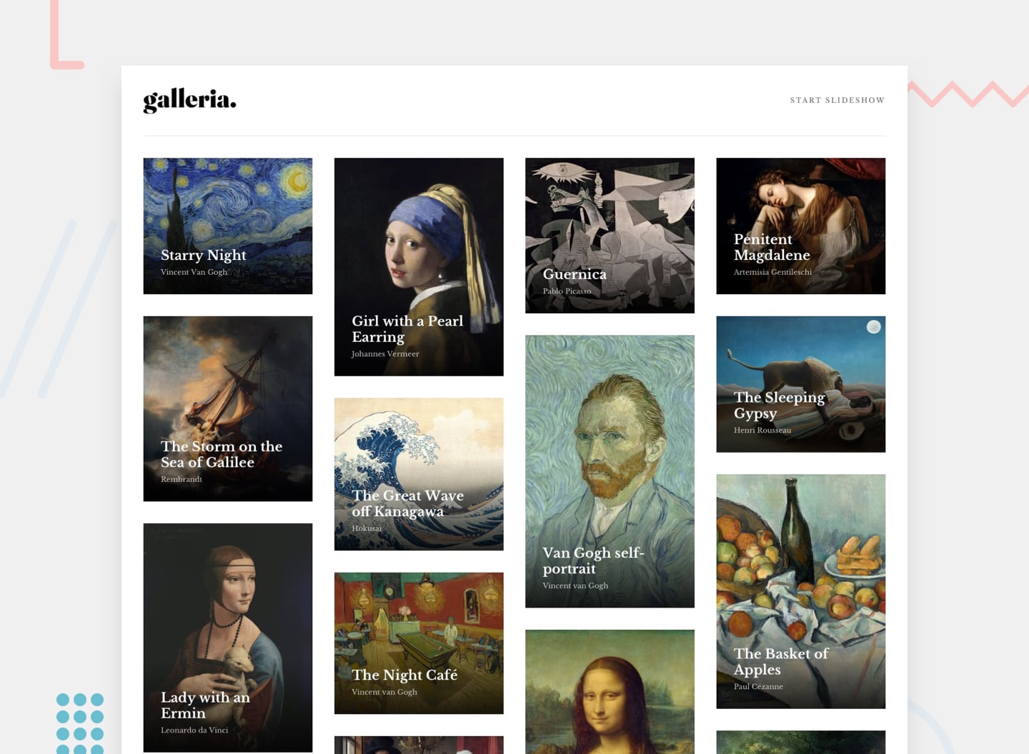 Galleria website preview