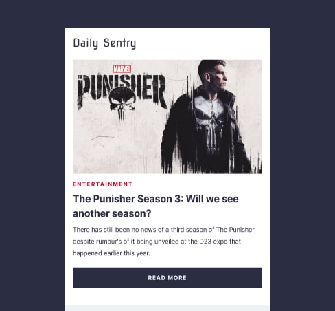 Preview of Daily Sentry newsletter email